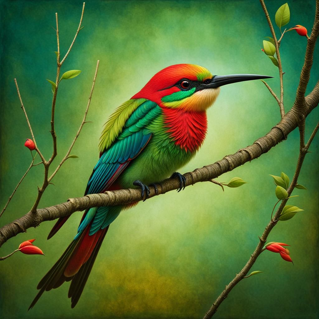 A close up of a Red-Bearded Bee-Eater