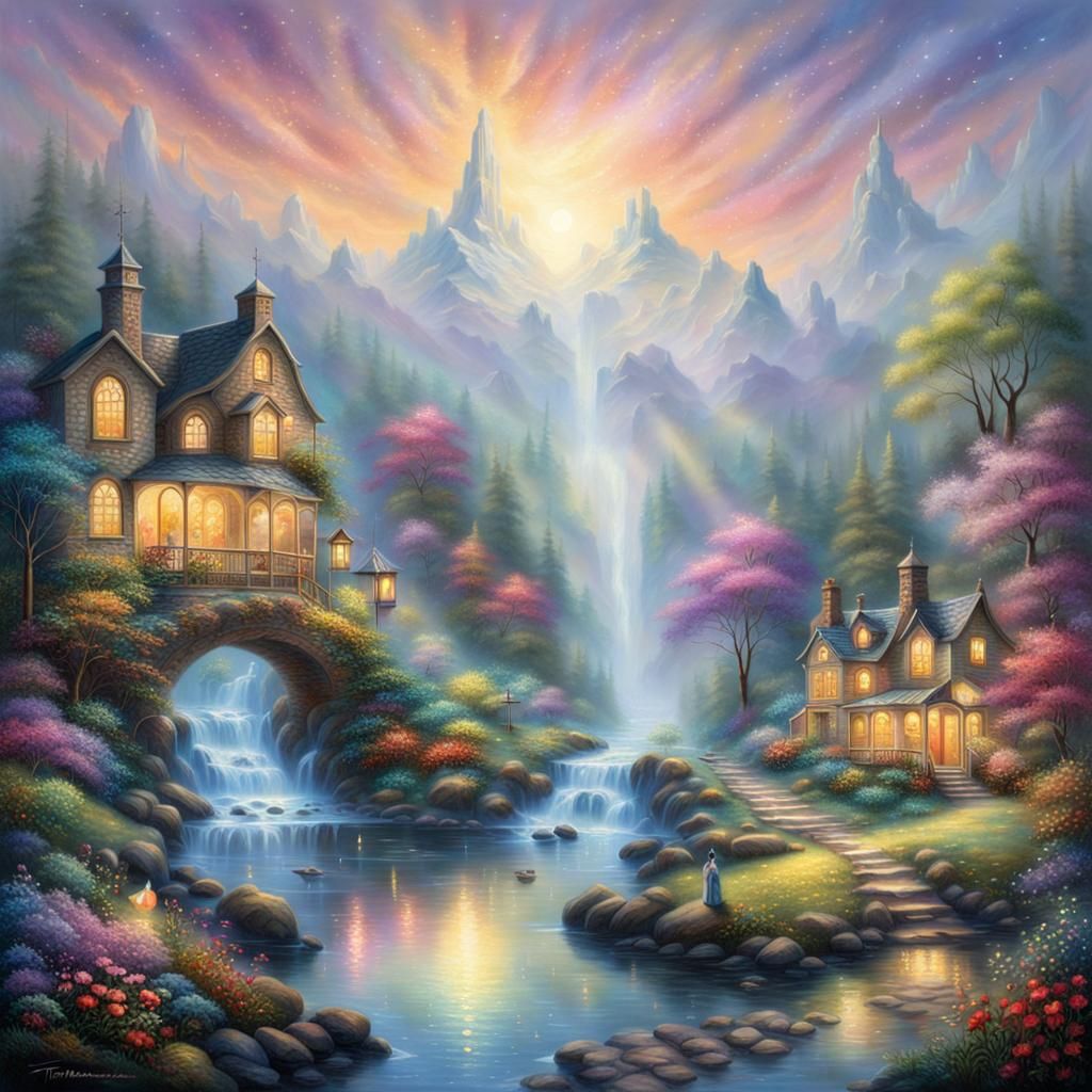 Iridescent Teardrops in Starry Space: Ethereal Fantasy