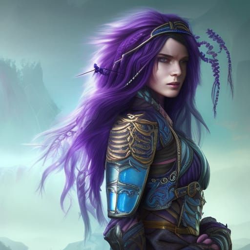 Female Genasi Ranger in Detailed Matte Painting