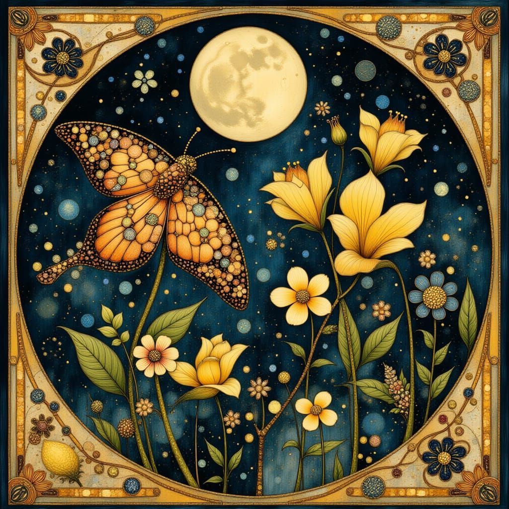 Moonlit Garden Seeds: Art Nouveau Lunar Moths
