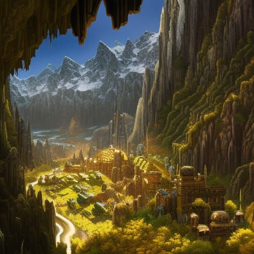 Hyperdetailed Dwarven Mine with Treasure and Jewels