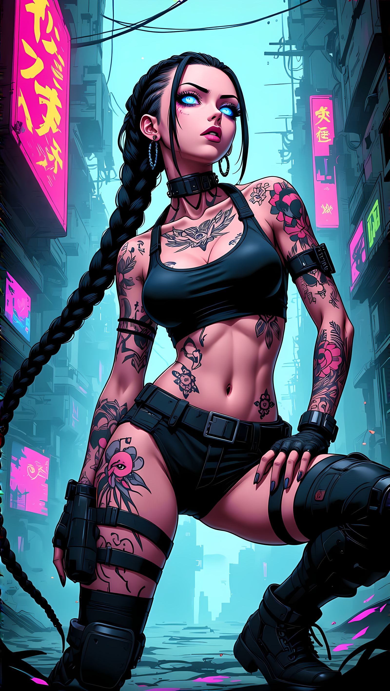 Cyberpunk Goddess Rises in a Kaleidoscope of Color