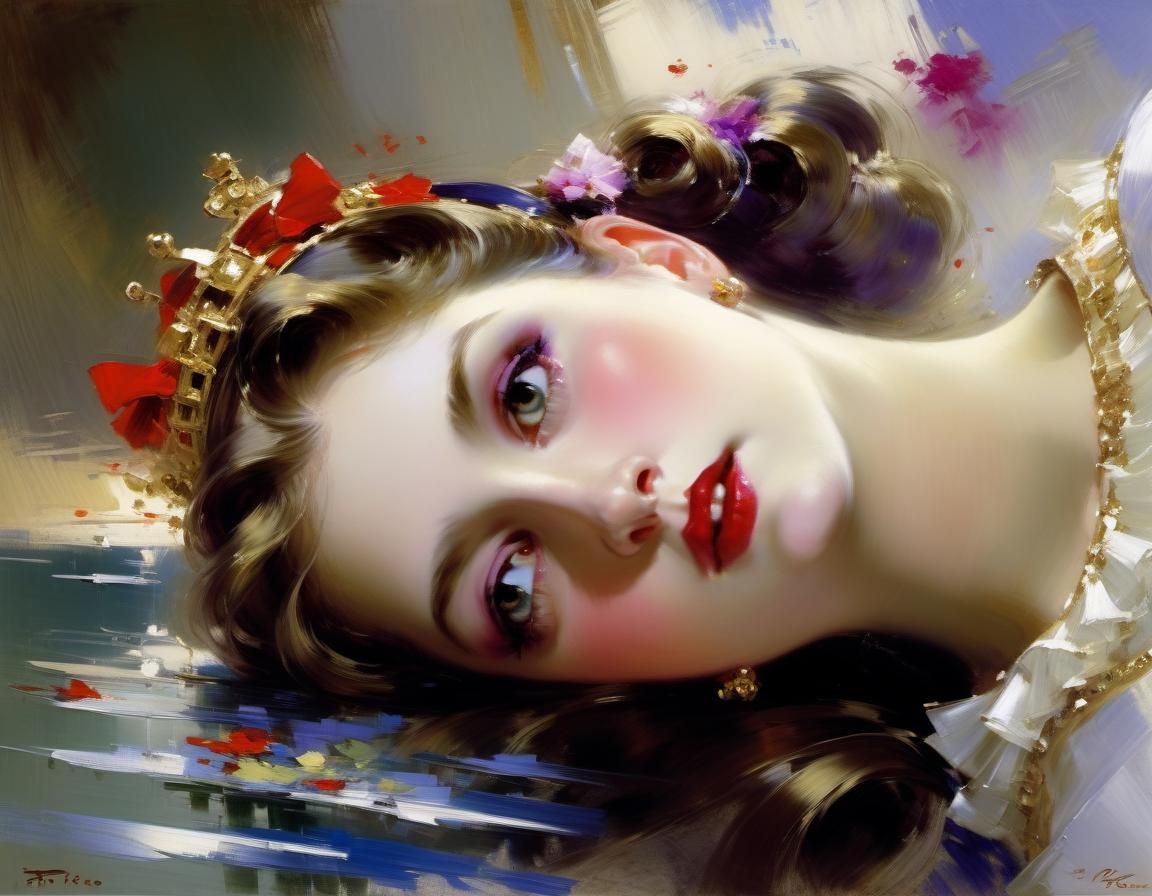 Princess Sissi Portrait in Pino Daeni Style