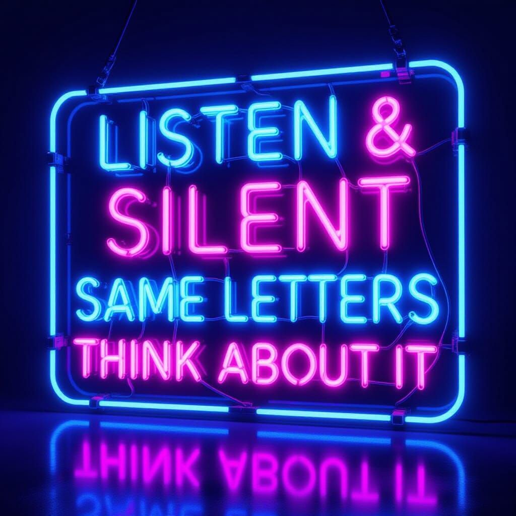 Neon Sign With Blue Hue And Magenta Accents