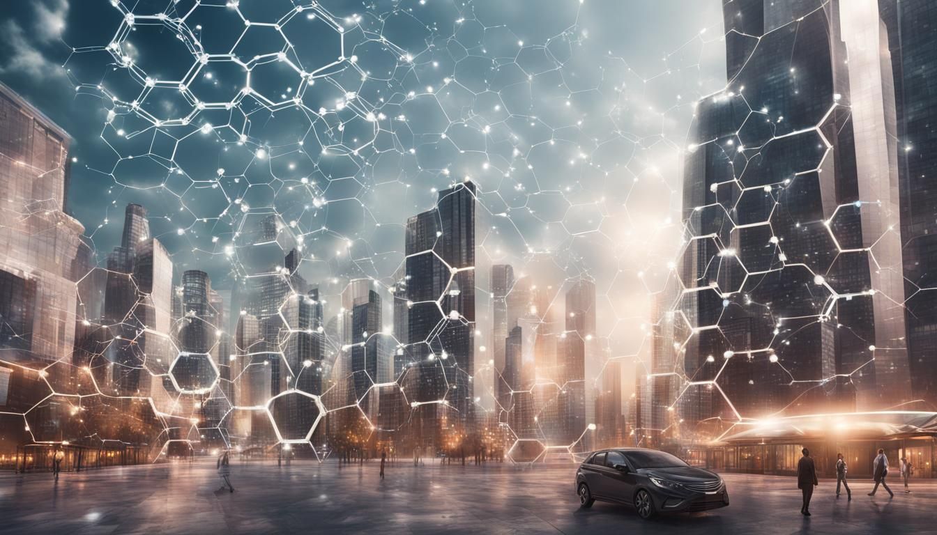 Blockchain Network in Futuristic Cityscape