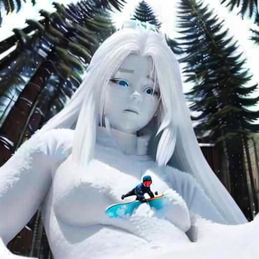 Miniature Snowboarder on Snowy Hill in Sports Photography