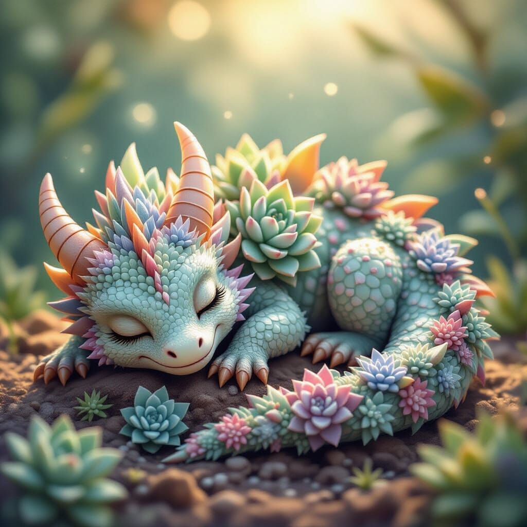 Sleeping Dragon Made of Tiny Succulents