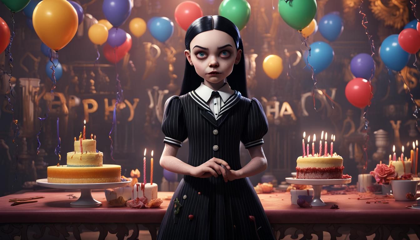 Wednesday Addams as Cartoon Character Dancing