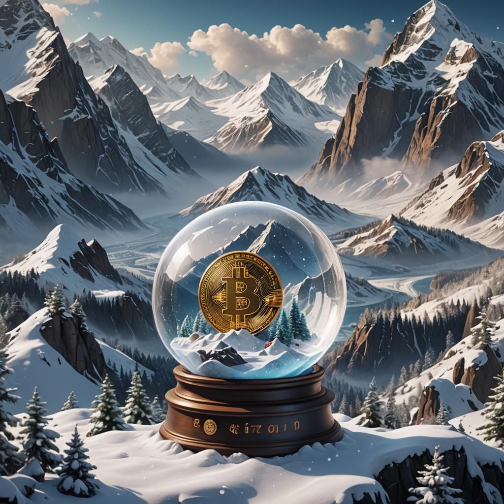 Bitcoin Snow Globe: Detailed Fantasy Art