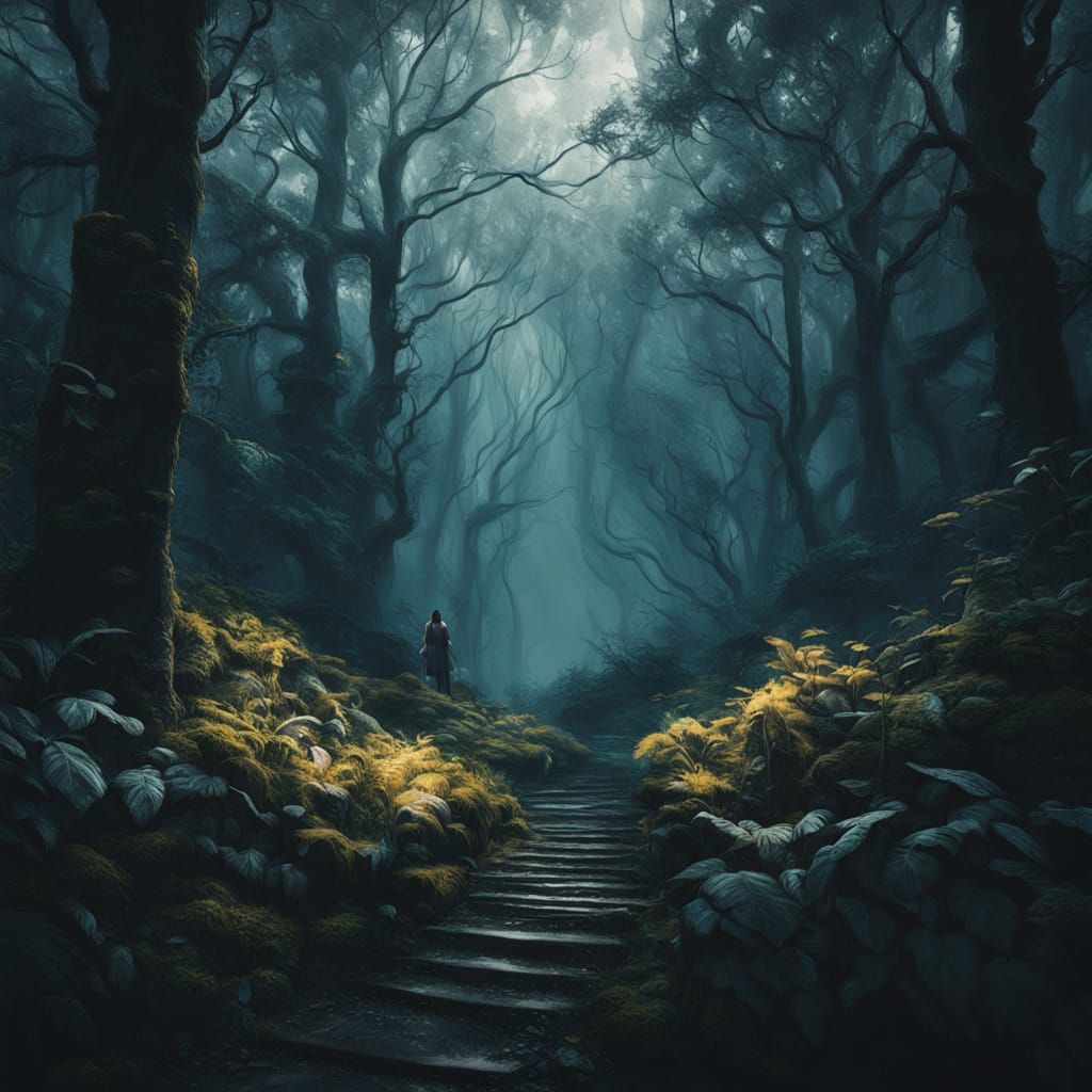 Ethereal Girl in Vibrant Forest