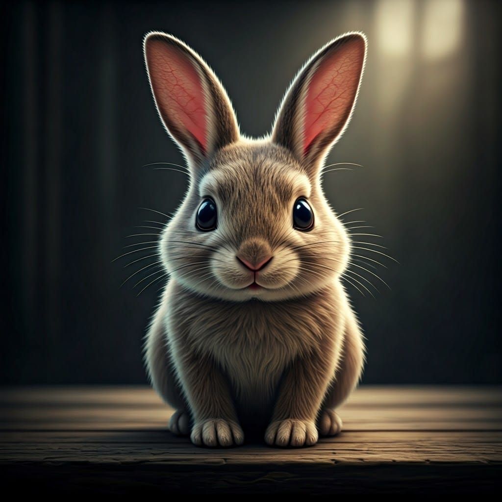 Hyperrealistic Bunny Portrait in Moody HDR