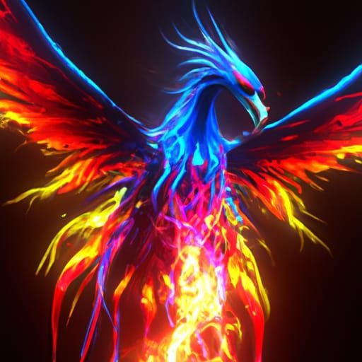 Flaming Phoenix Skeleton: Epic Digital Concept Art