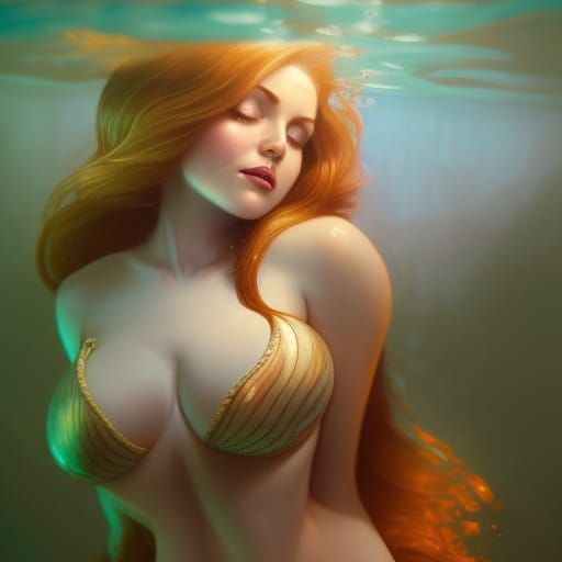 Ethereal Mermaid Pinup in Hyperdetailed Digital Art