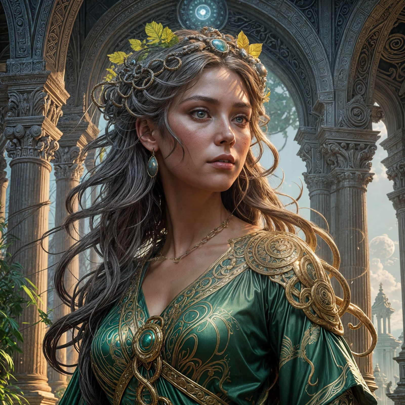 Medusa in Silk Dress: Hyperdetailed Concept Art