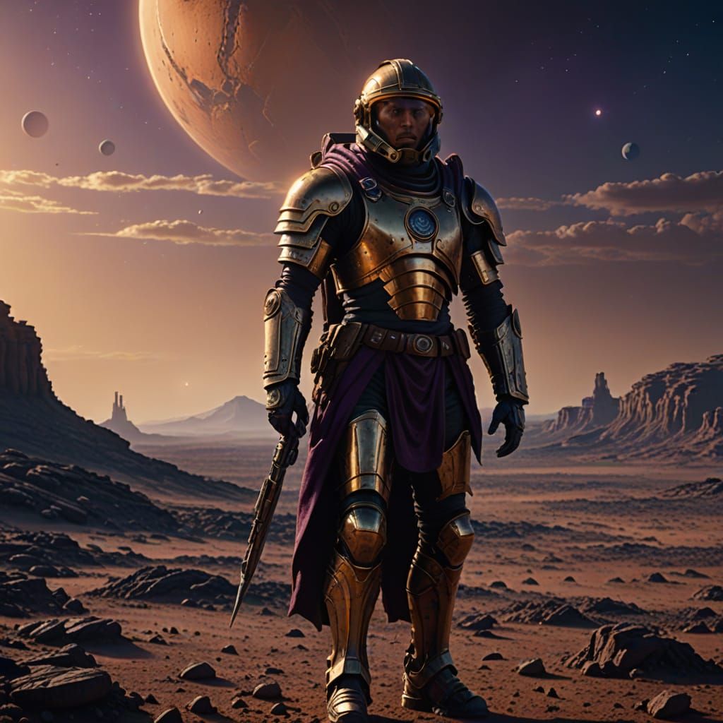 Roman Legionnaire on Mars in Sci-Fi Style