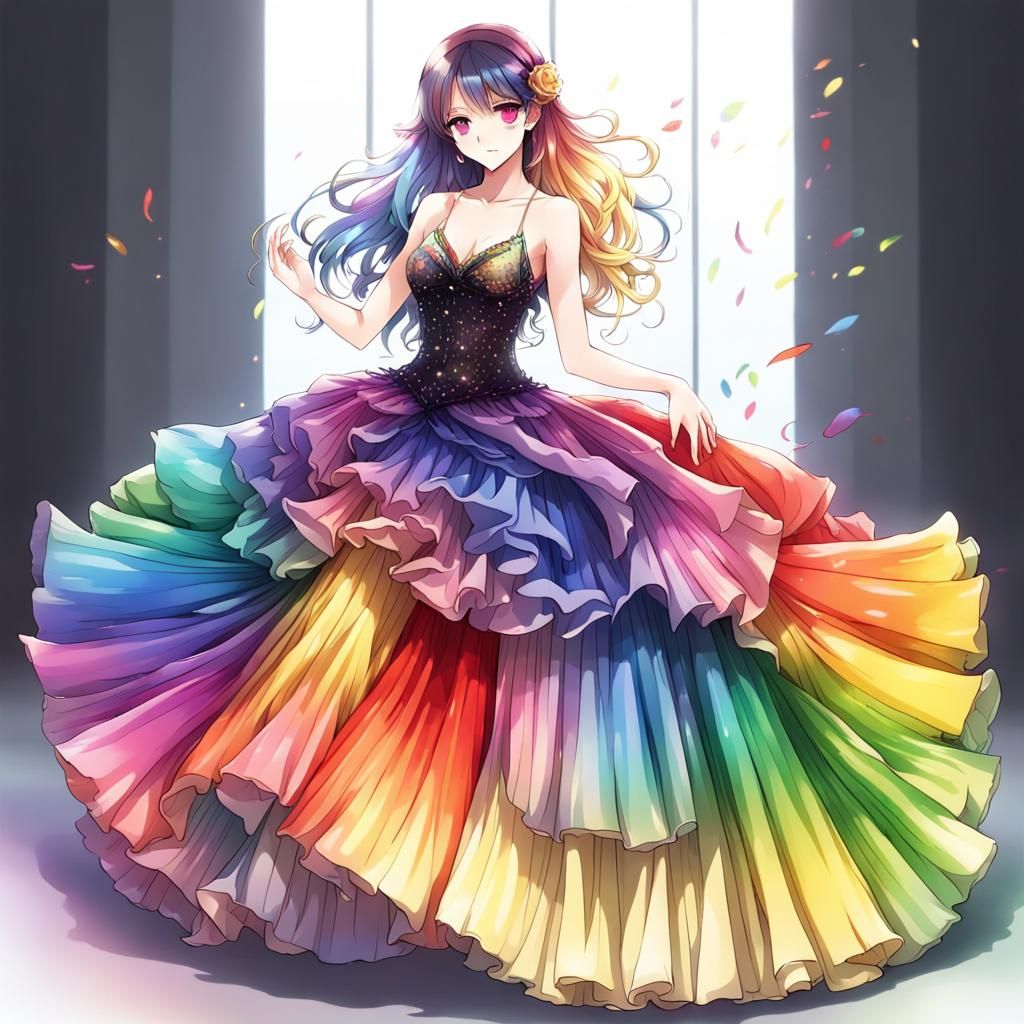 Rainbow Gala Dress in Anime Style