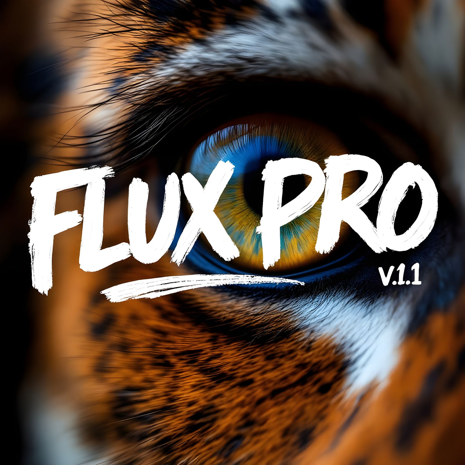 Detailed Tiger Eye with Painted Text Overlay