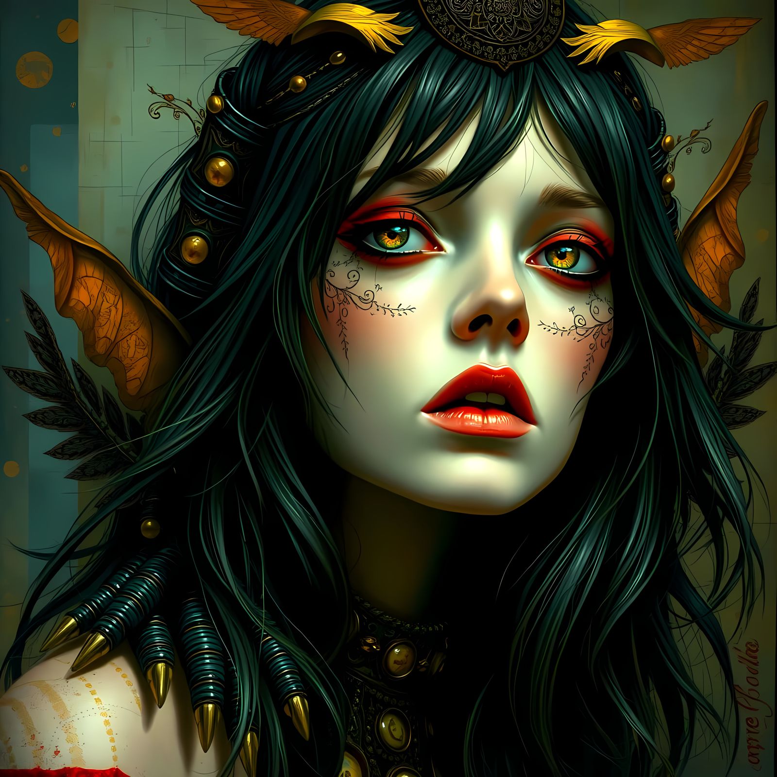 Vampire Portrait in Fractal Post-Modern Style