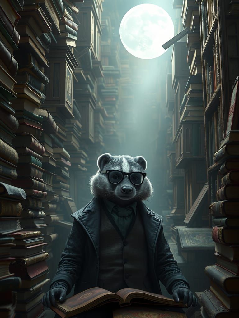 Badger Professor in Victorian Library: Digital Matte Paintin...