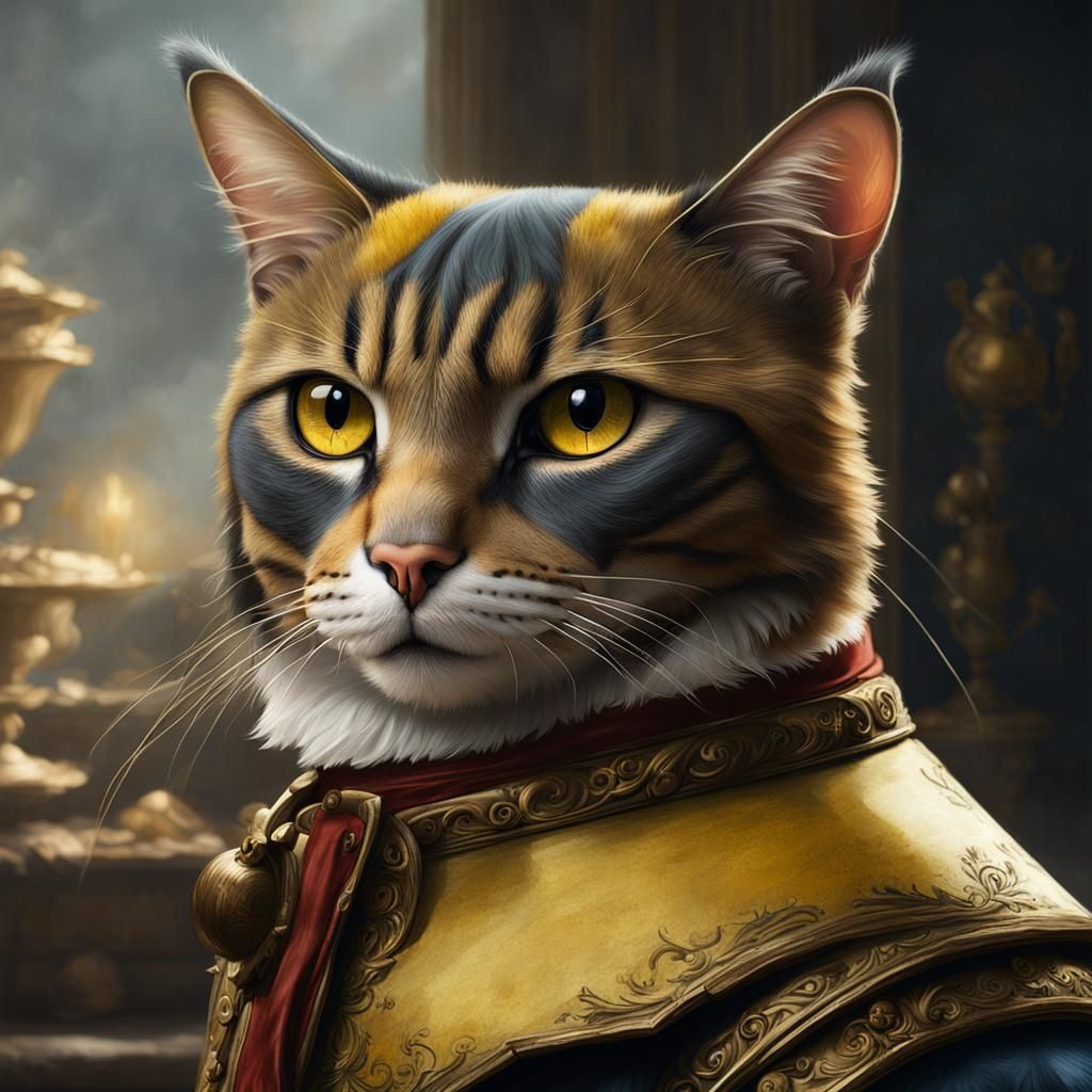 Cat Portrait in Dutch Golden Age Style