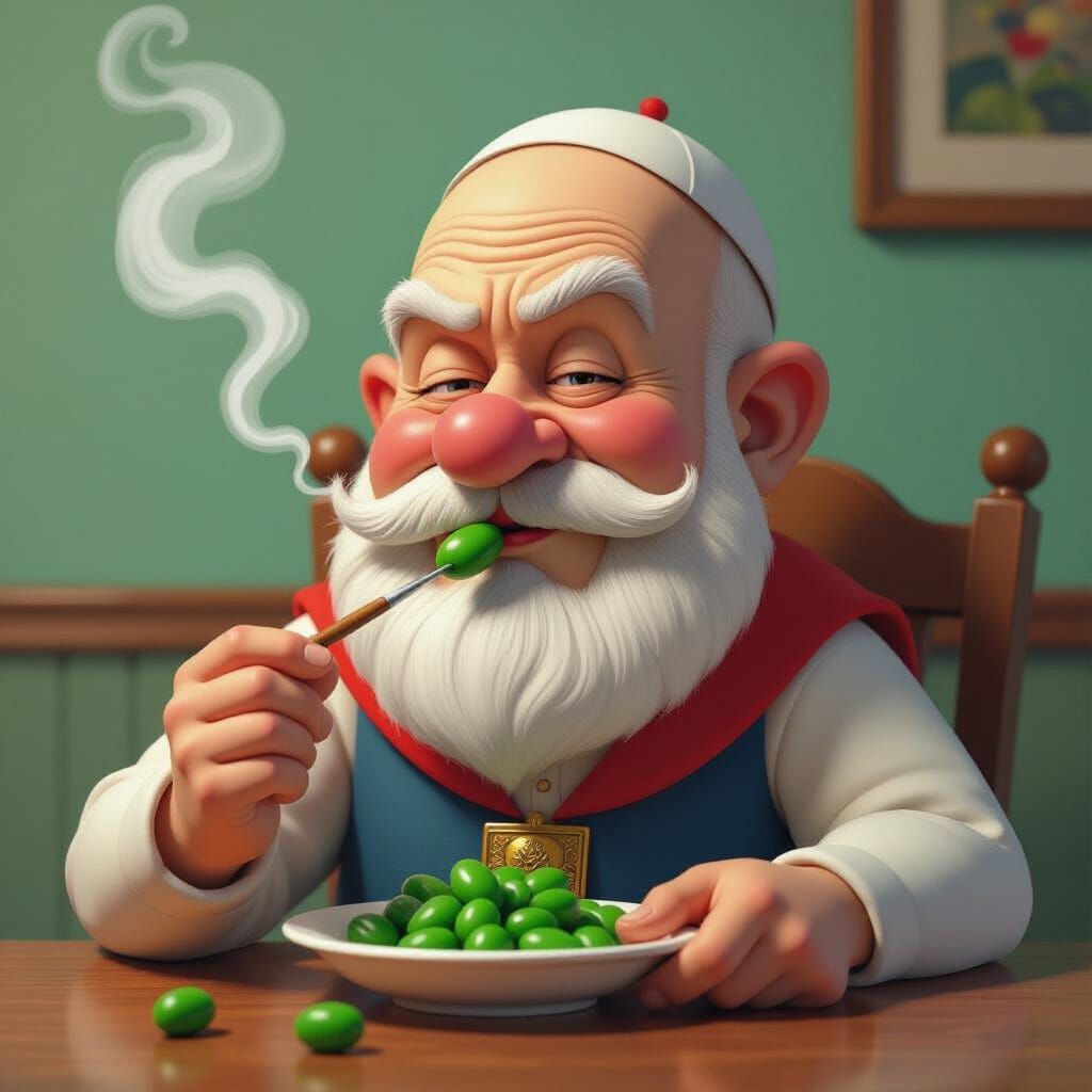 Drunk Popeye Smokes Spinach Realistically