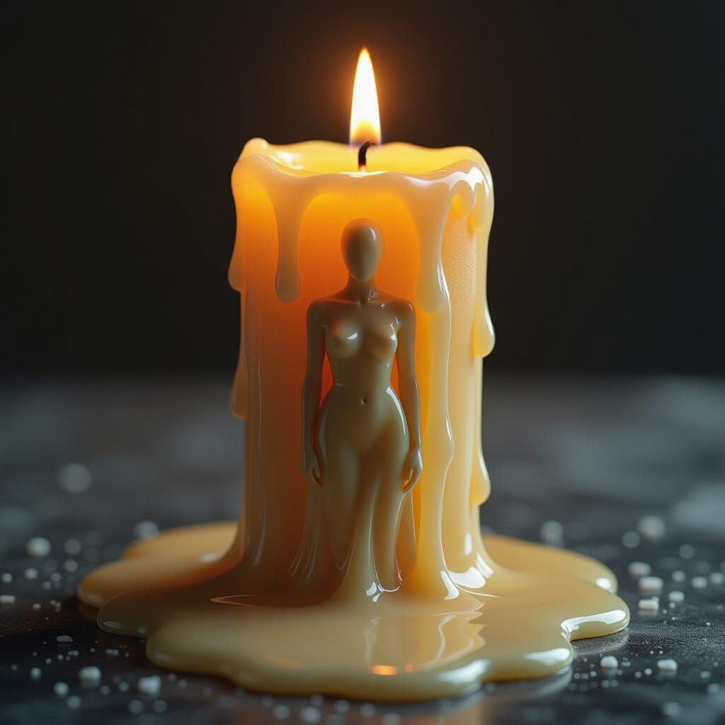 Melting Candle Figure in Realistic Style