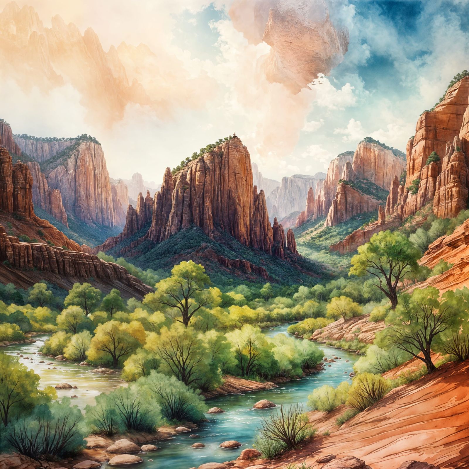 Zion National Park at Dawn: A Minimalist Landscape