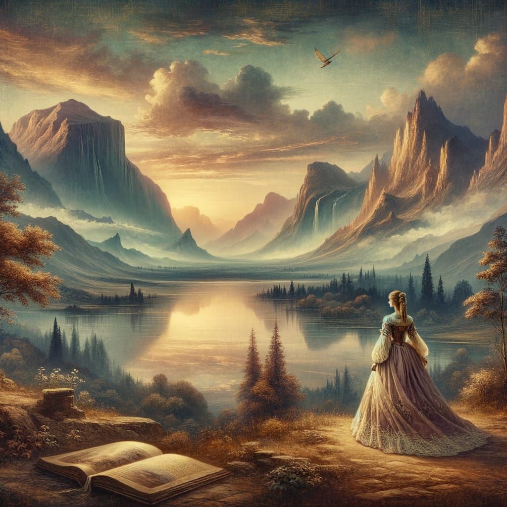 Romantic Era Landscape with Solitary Woman