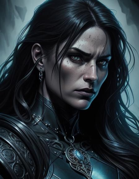 Dramatic comic book art, close-up portrait. A muscular, athl...