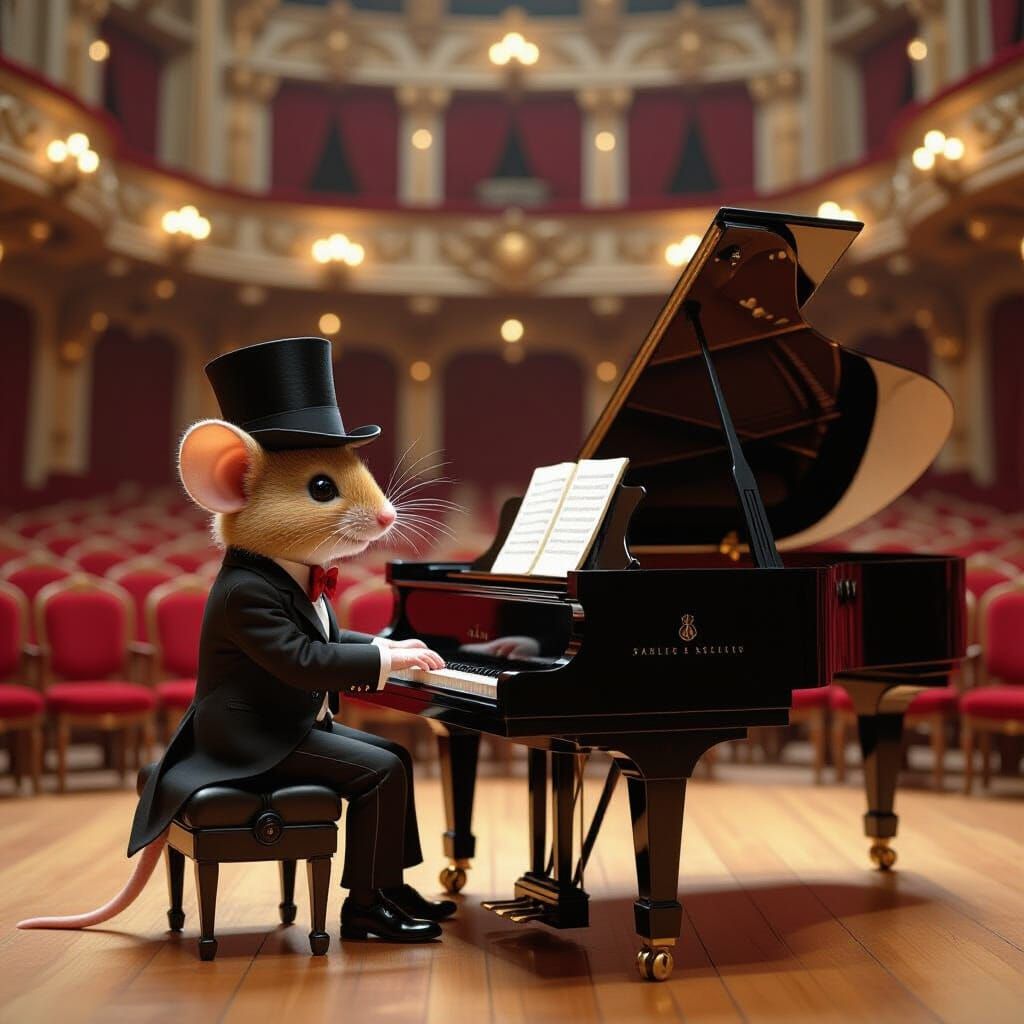 Mouse Concert: Whimsical Rendition in Anime Style