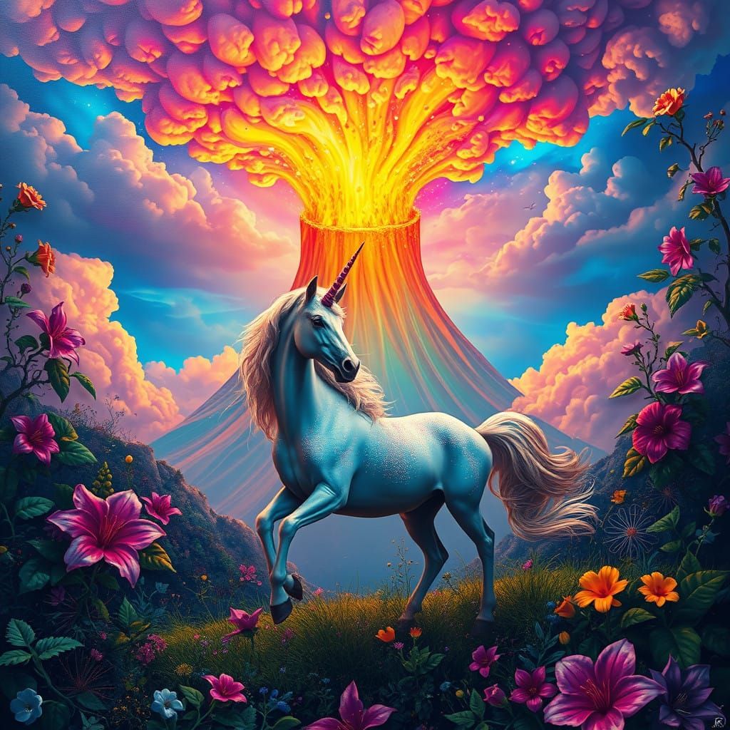 Luminous Volcano Unfolds with Kaleidoscopic Wonder in Fantas...