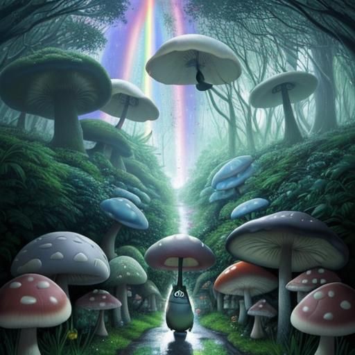 My Neighbor Totoro in a Sparkling Rainbow Forest