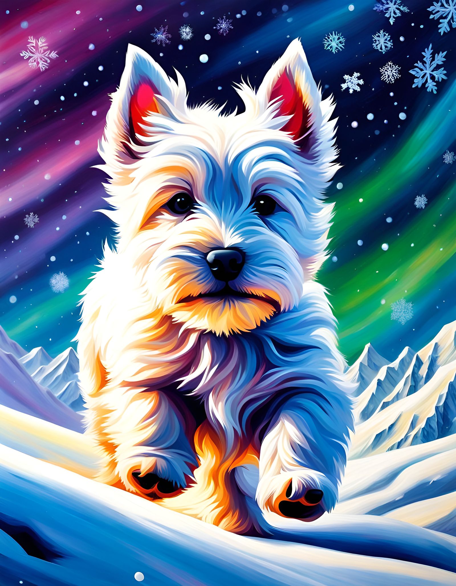 Westie Puppy Playful Winter