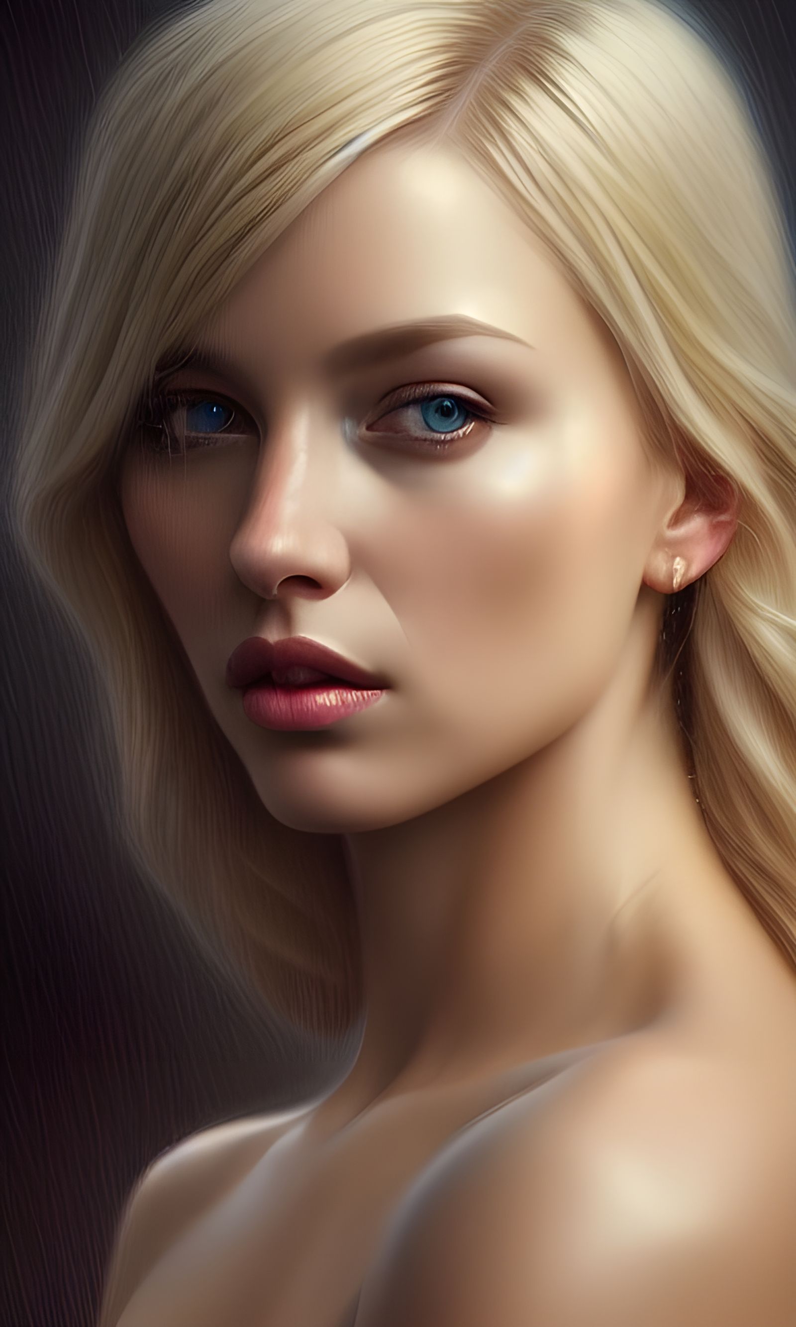 Photorealistic Blonde Woman Digital Painting