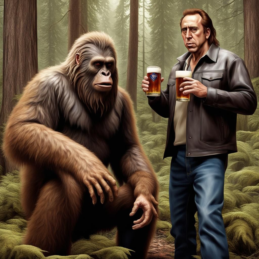 Nicholas Cage and Bigfoot Share a Beer