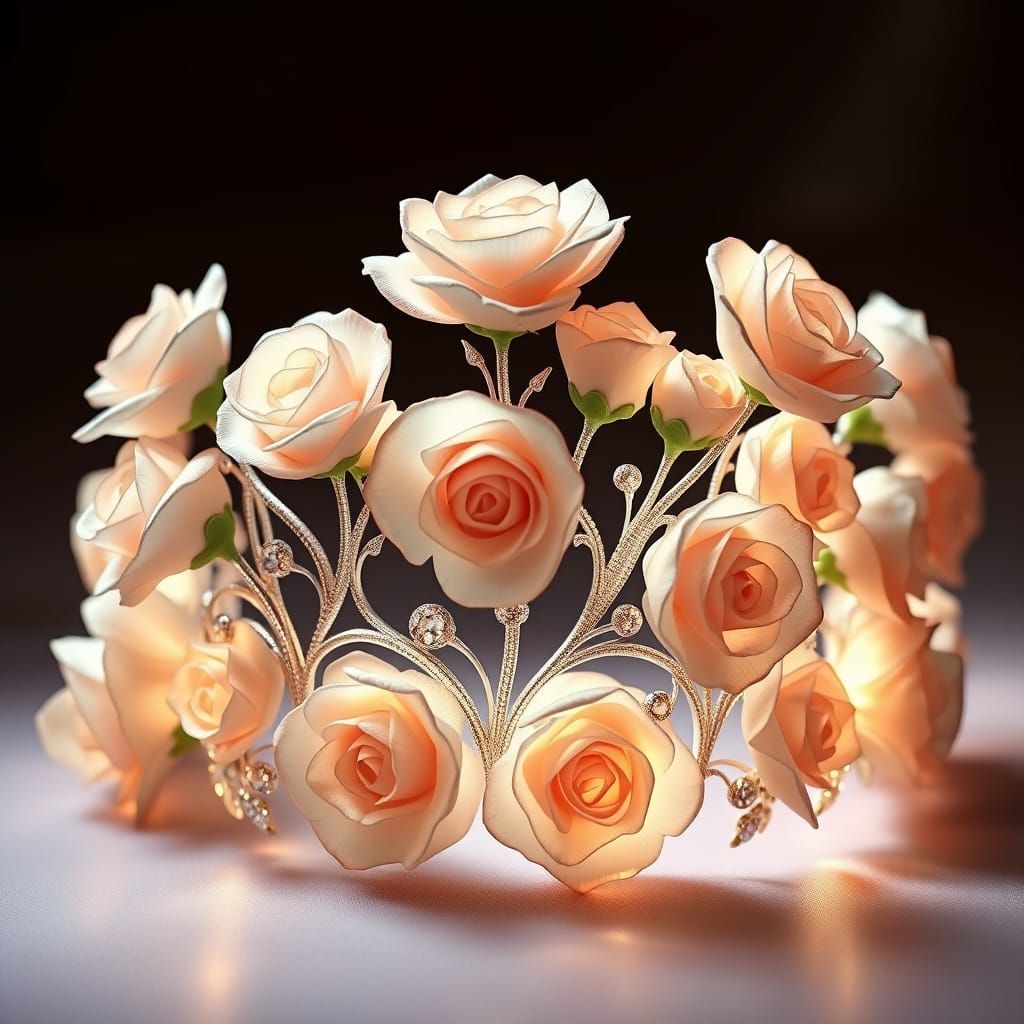 Ethereal Rose Tiara: Intricate Floral Fantasy Art