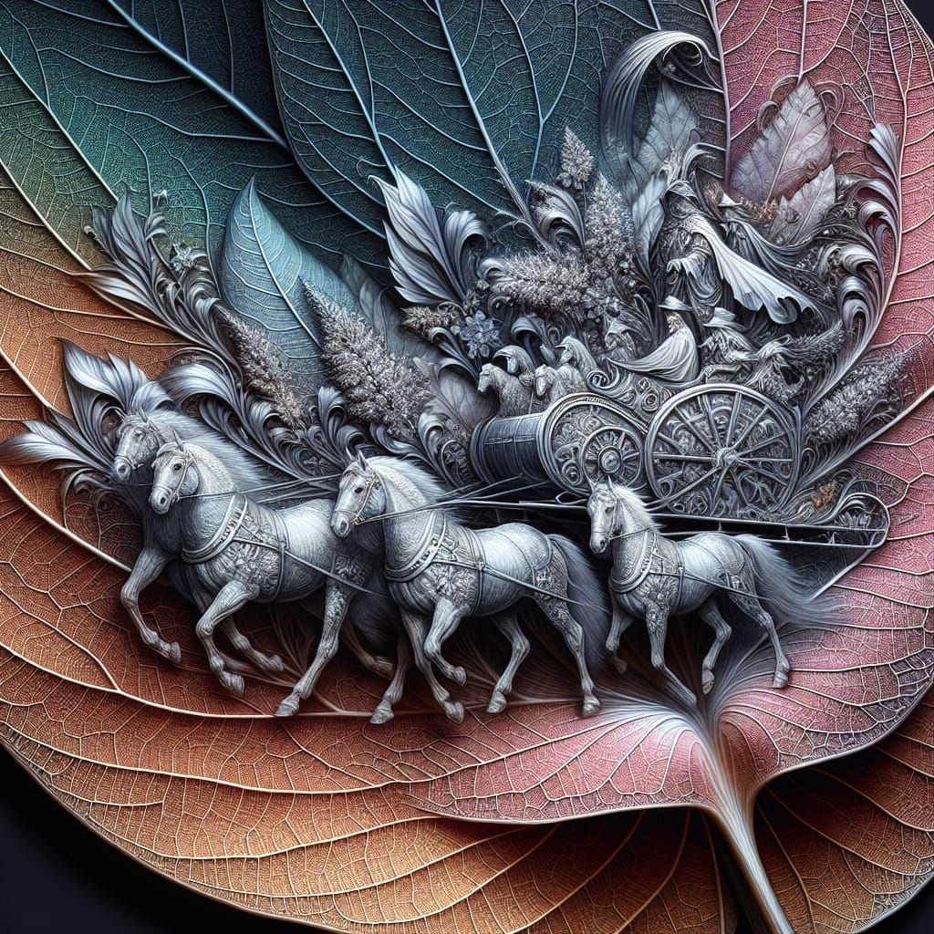 Winter Narrative Etched on Aglaonema Leaf