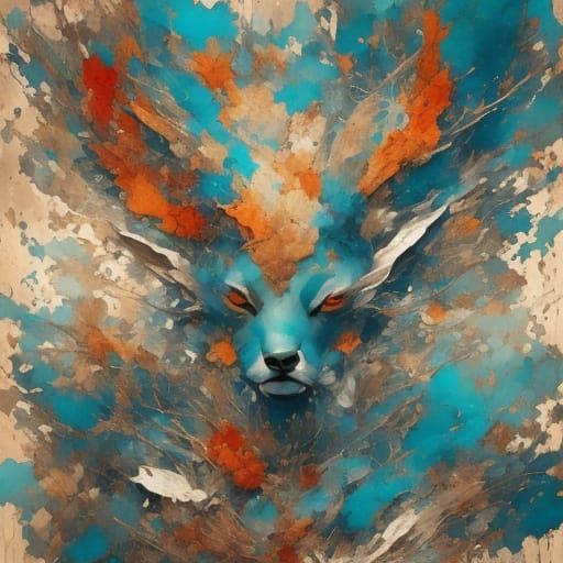 Vibrant Pisces Symbol in Mixed Media, Inspired by Masters