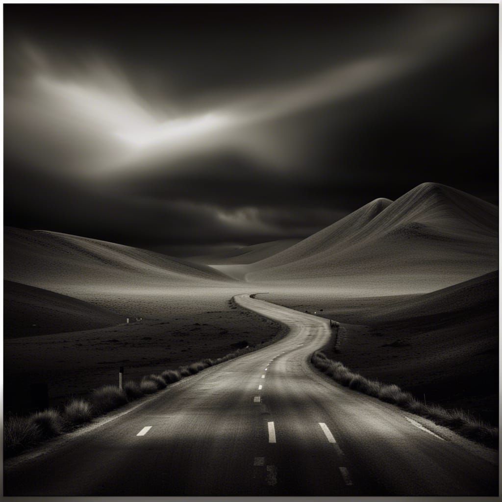 Empty Highway Under a Bleak Sky