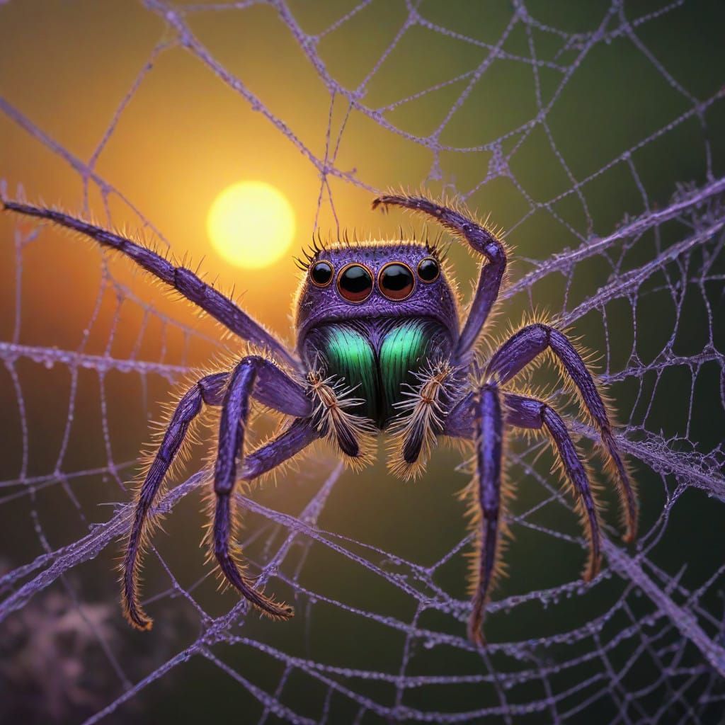 Golden Spider Web in Triadic Colors