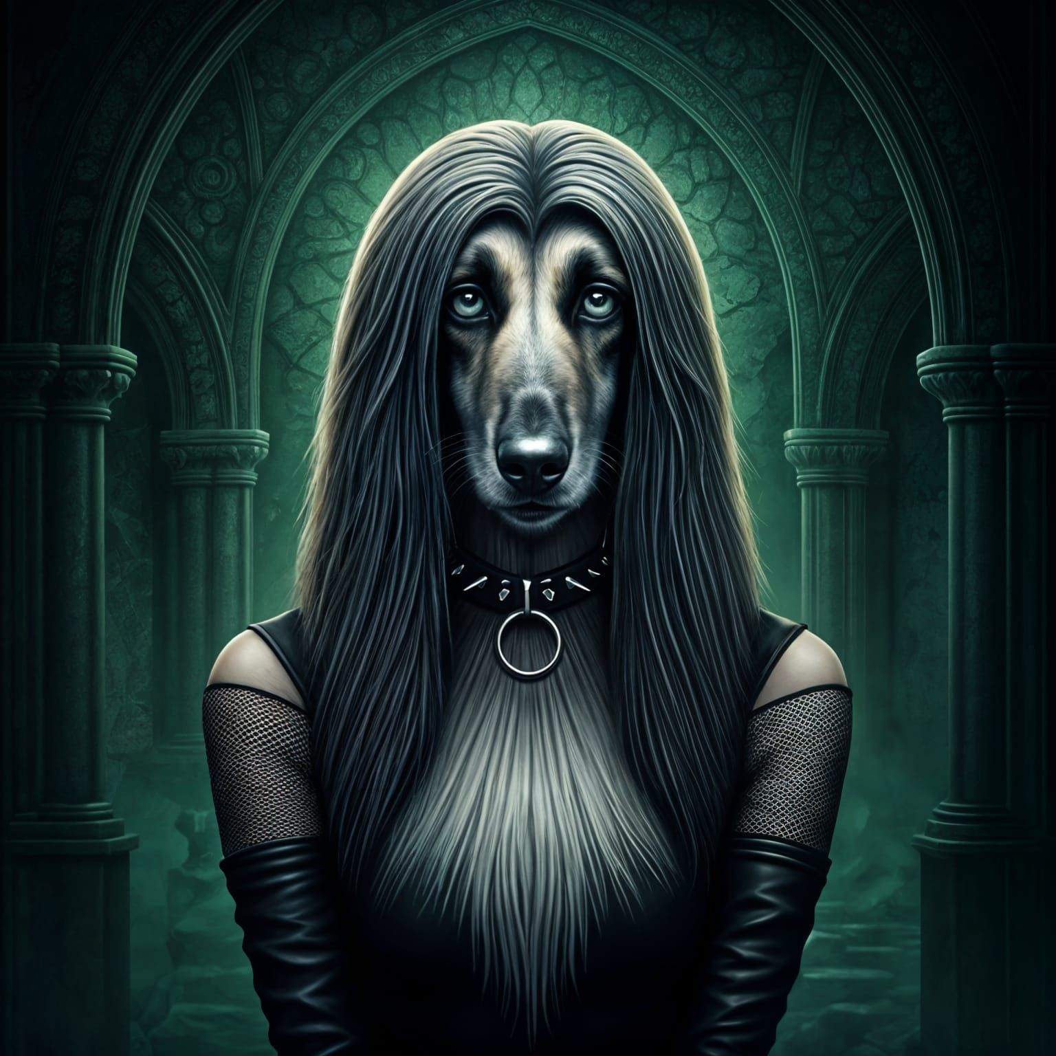 Emo Afghan Hound in Fantastical World