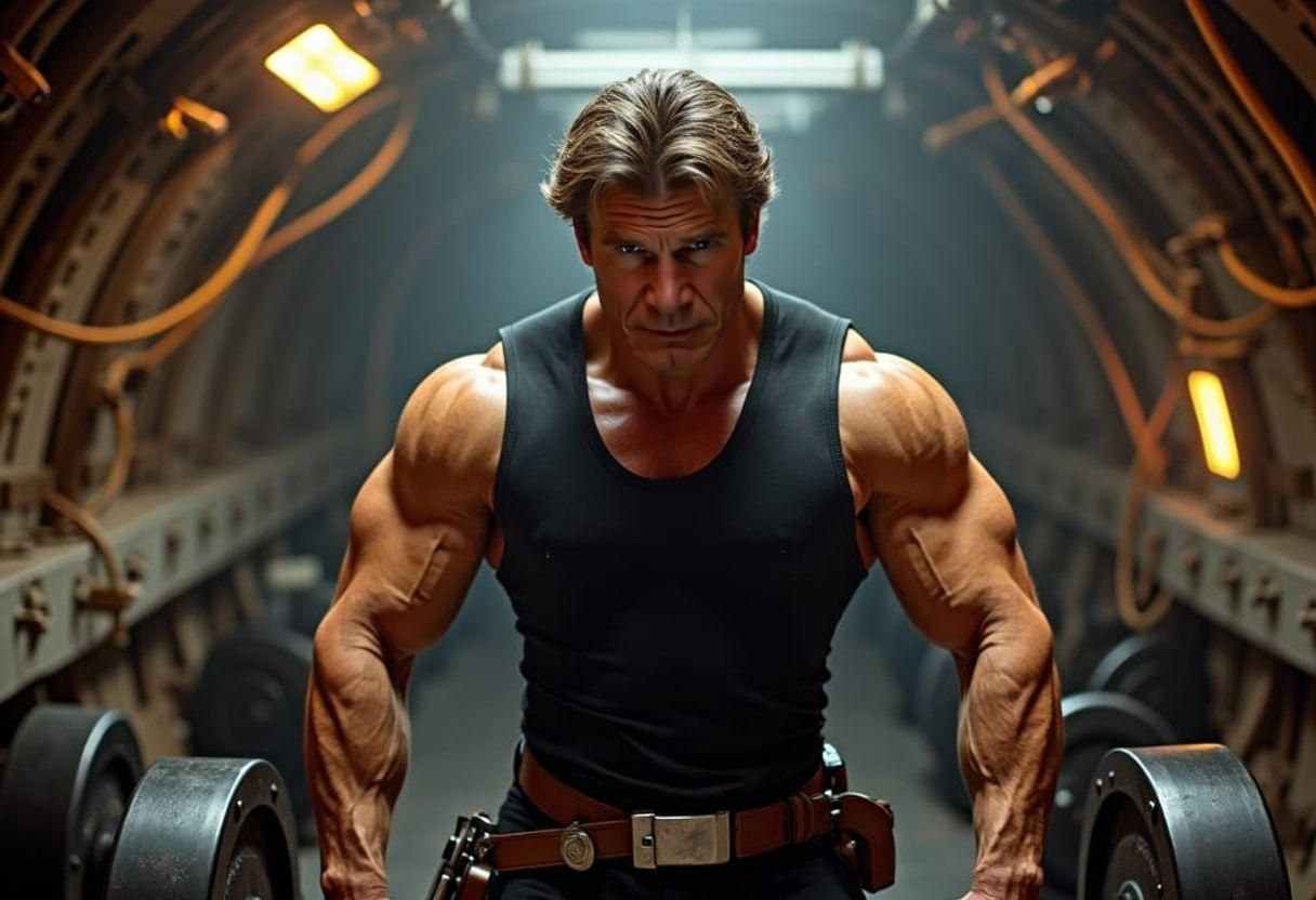 Muscular Han Solo Bodybuilding in Millennium Falcon