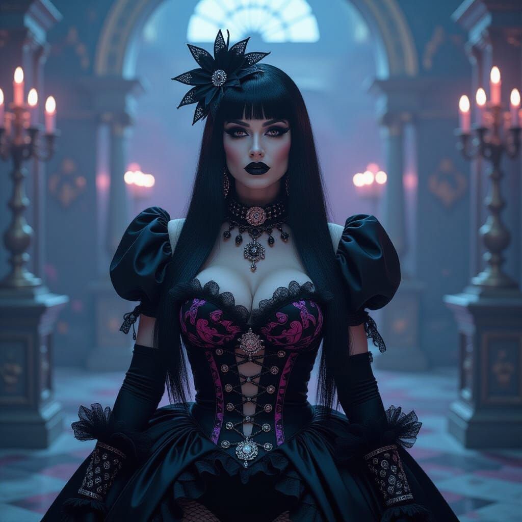 Drag Queen in Rococo Punk Costume