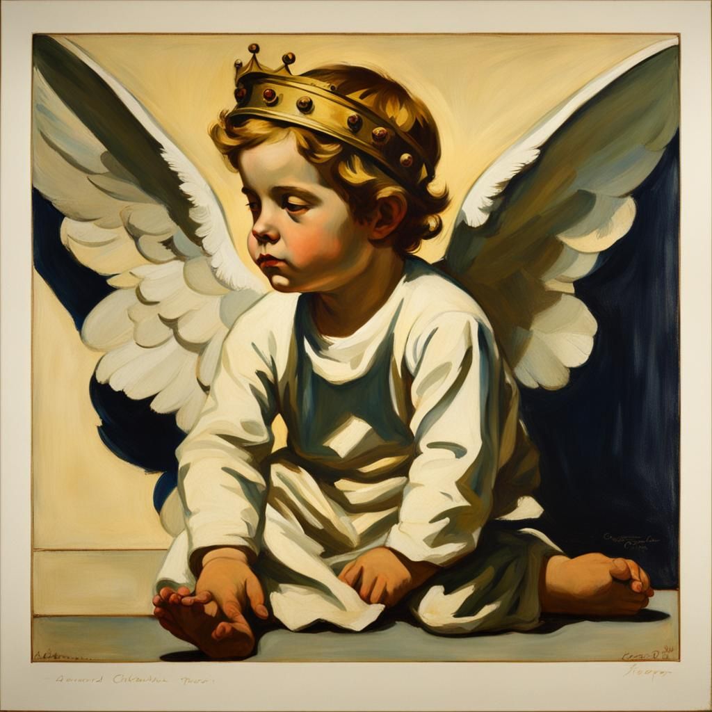 Royal Angelic Cupid in Deep Color Portrait