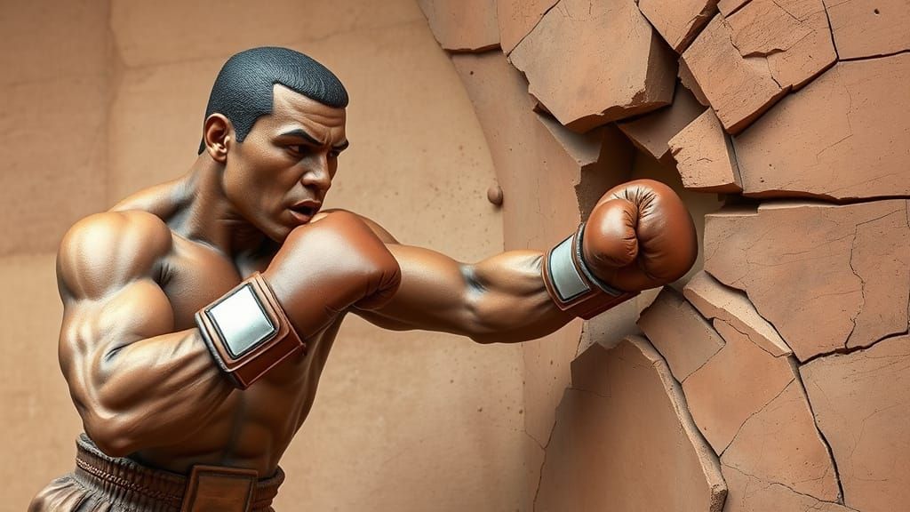 Muhammed Ali Breaks Through: A Clay Sculpture
