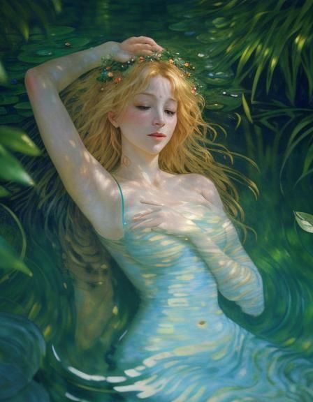 Ophelia in Water with Cinematic Lighting