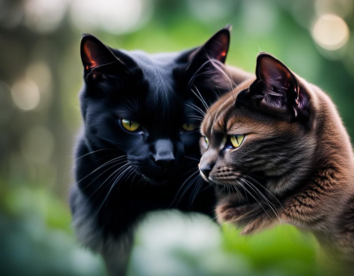 Affectionate Black Cats in Natural Light Photography
