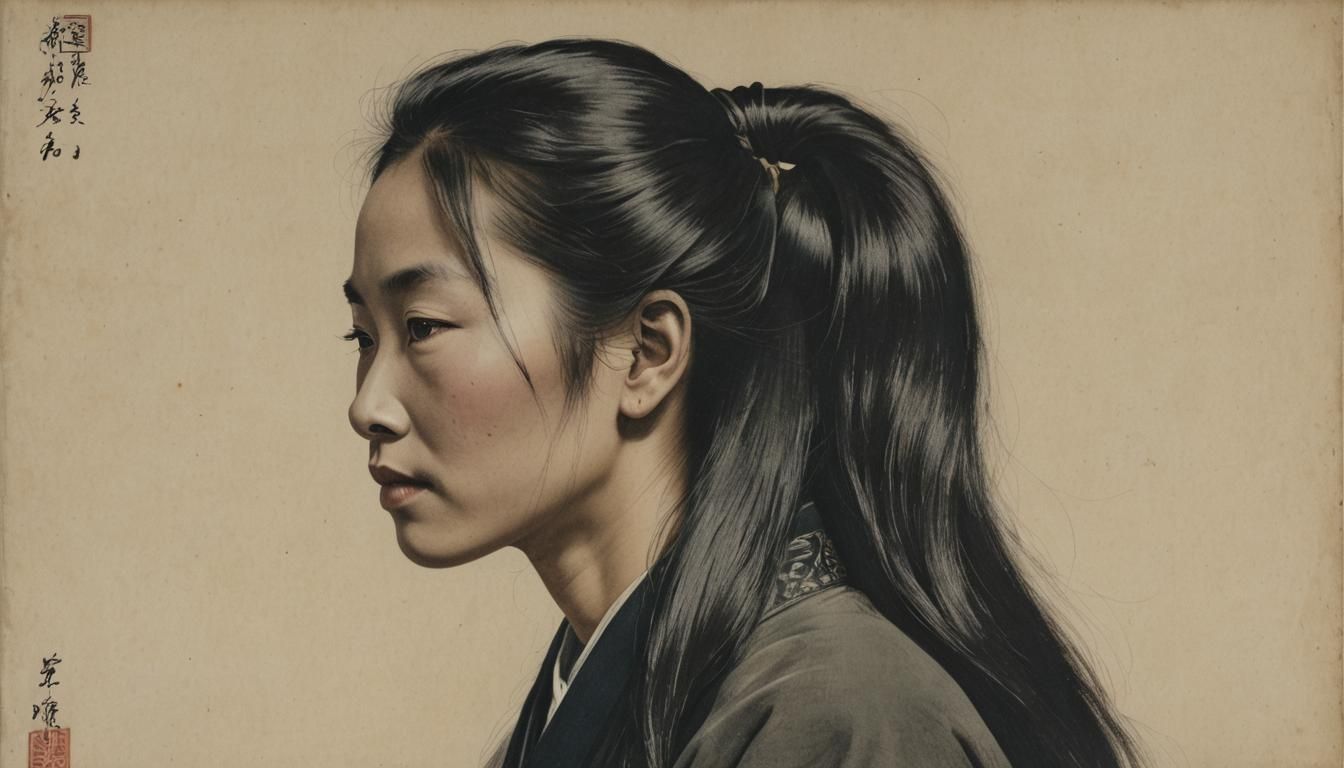 Striking Portrait: Chinese Woman with African-Dark Skin