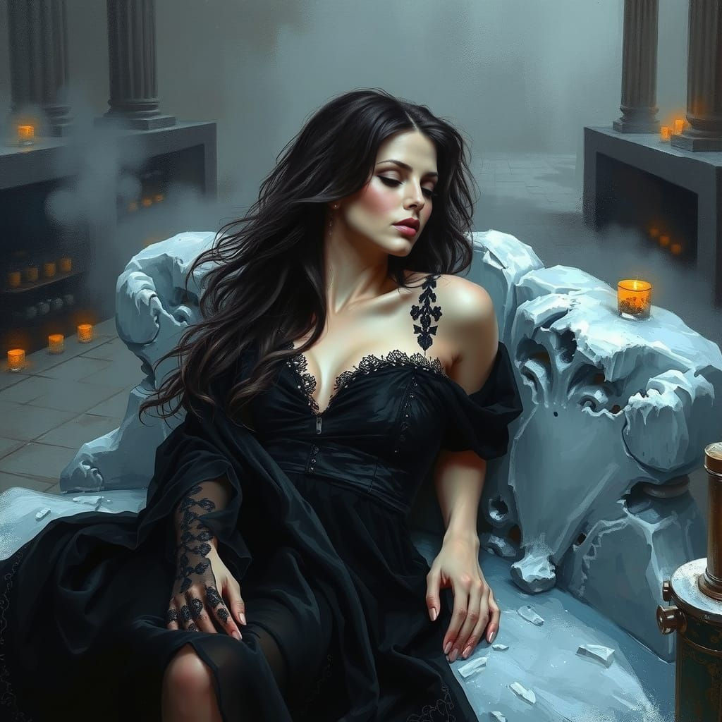 Seductive Woman in Dark Elegance