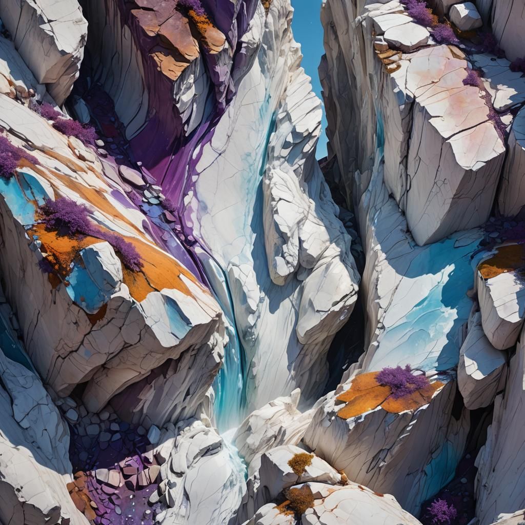 Colossal Marble Cliff with Iridescent Sheen